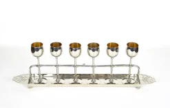 Pamono Art Nouveau Gilt Liquor Set from WMF, Germany, 1910s, Set of 7> Glassware