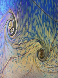 Pamono Art Nouveau Glass Vase in Blue Iridescent by Loetz><noscript><img width=
