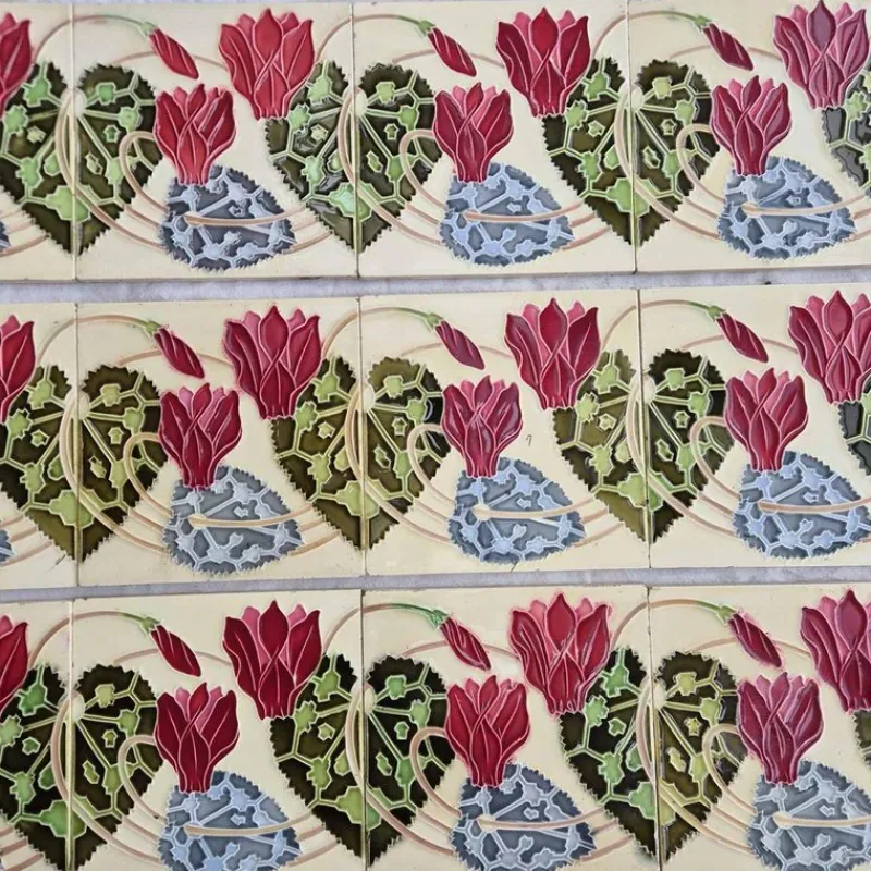 Pamono Art Nouveau Glazed Relief Tile attributed to Gilliot, 1920s> Architectural Elements