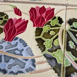 Pamono Art Nouveau Glazed Relief Tile attributed to Gilliot, 1920s> Architectural Elements