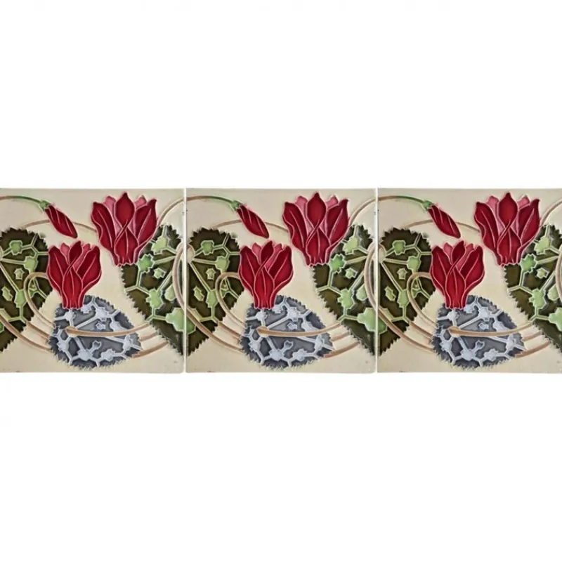 Pamono Art Nouveau Glazed Relief Tile attributed to Gilliot, 1920s> Architectural Elements