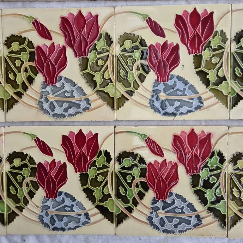 Pamono Art Nouveau Glazed Relief Tile attributed to Gilliot, 1920s> Architectural Elements
