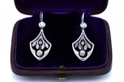 Outlet Pamono Art Nouveau Gold Earrings with Diamonds, Austria-Hungary, Early 20th Century, Set of 2