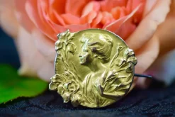 Pamono Art Nouveau Gold-Plated Brooch by Edropsy for Maison Savard, 1903><noscript><img width=