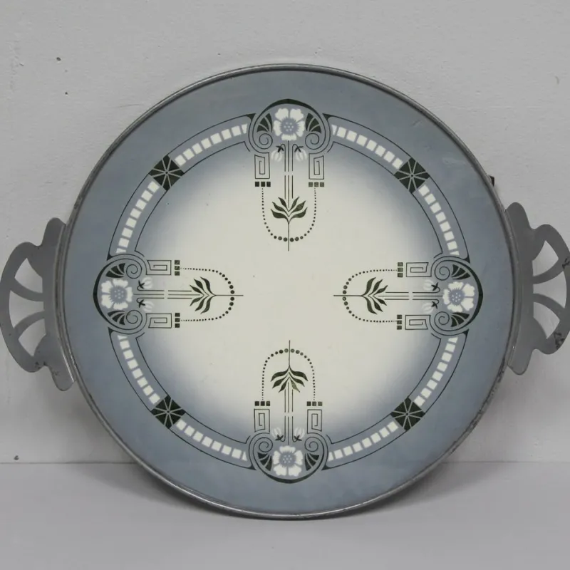 Pamono Art Nouveau Grey Bandeja Tray, 1890s> Trays