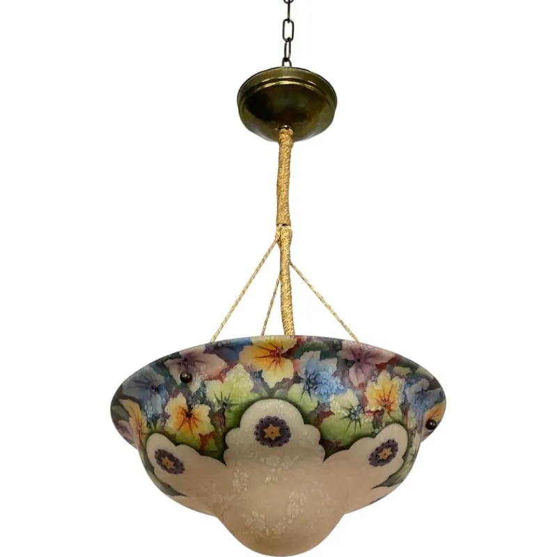Discount Pamono Art Nouveau Hand-Painted Glass Lamp, 1890s
