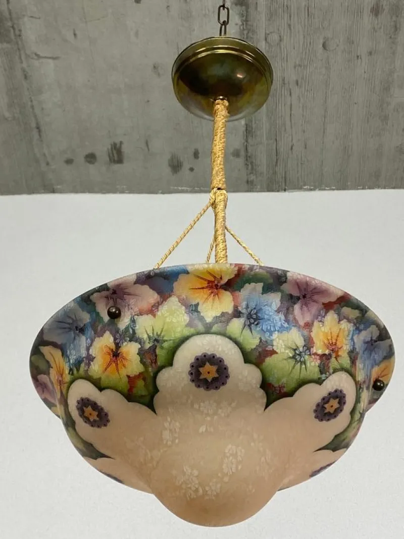 Discount Pamono Art Nouveau Hand-Painted Glass Lamp, 1890s