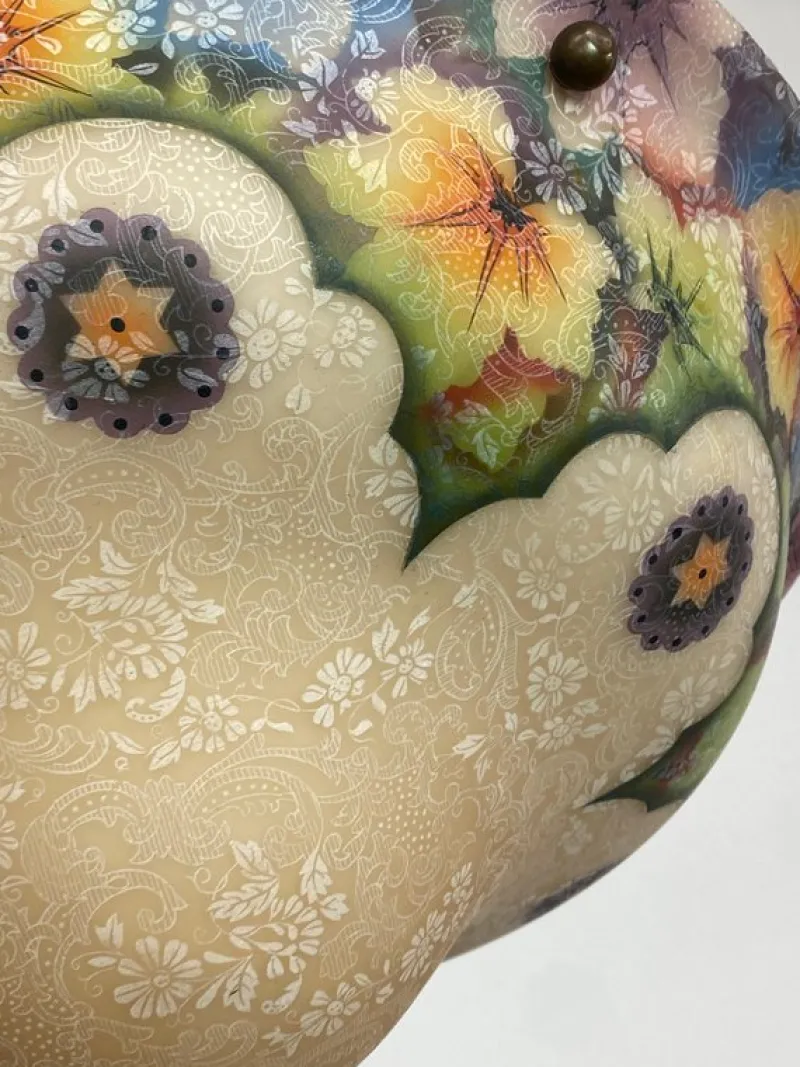 Discount Pamono Art Nouveau Hand-Painted Glass Lamp, 1890s