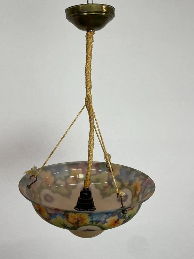 Discount Pamono Art Nouveau Hand-Painted Glass Lamp, 1890s