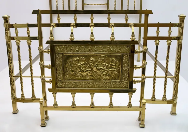 Pamono Art Nouveau Italian Double Bed Brass, 1900s> Beds & Bedroom Sets