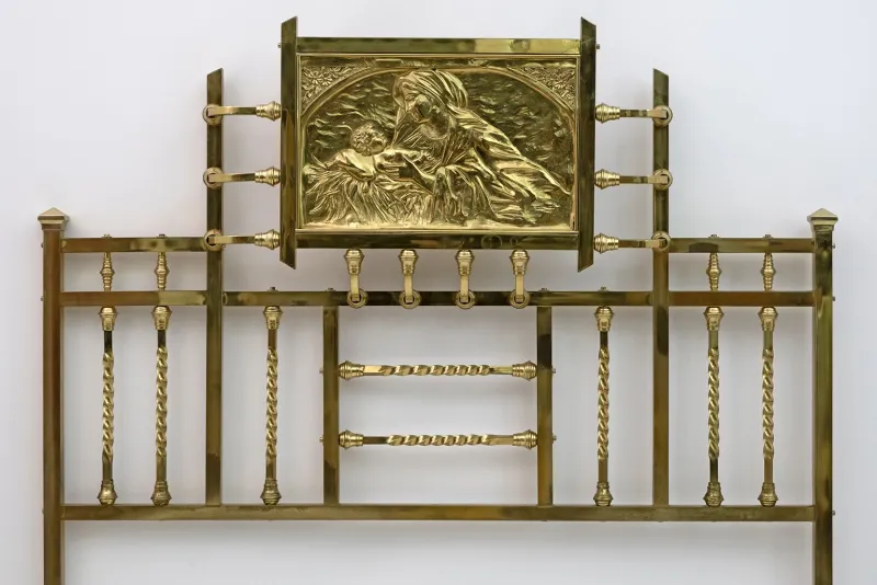 Pamono Art Nouveau Italian Double Bed Brass, 1900s> Beds & Bedroom Sets