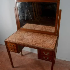 Pamono Art Nouveau Liberty 4 Drawer Dressing Table with Italian Marble Top, 1890s