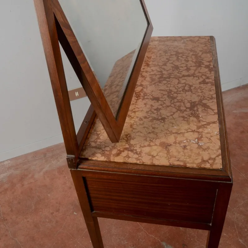 Pamono Art Nouveau Liberty 4 Drawer Dressing Table with Italian Marble Top, 1890s