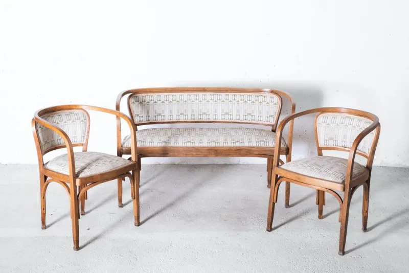 Hot Pamono Art Nouveau Model No. 715 Living Room Set by Gustav Siegel for Jacob & Josef Kohn, Vienna 1905, Set of 3