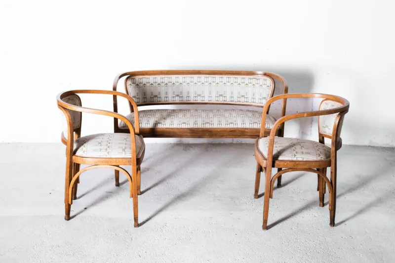 Hot Pamono Art Nouveau Model No. 715 Living Room Set by Gustav Siegel for Jacob & Josef Kohn, Vienna 1905, Set of 3