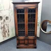 Pamono Art Nouveau Oak and Tiffany Glass Display Cabinet, 1910s