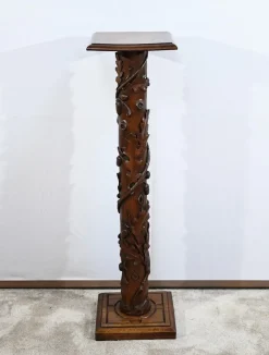 Best Pamono Art Nouveau Oak and Walnut Column, 1900s