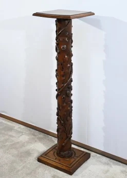 Best Pamono Art Nouveau Oak and Walnut Column, 1900s