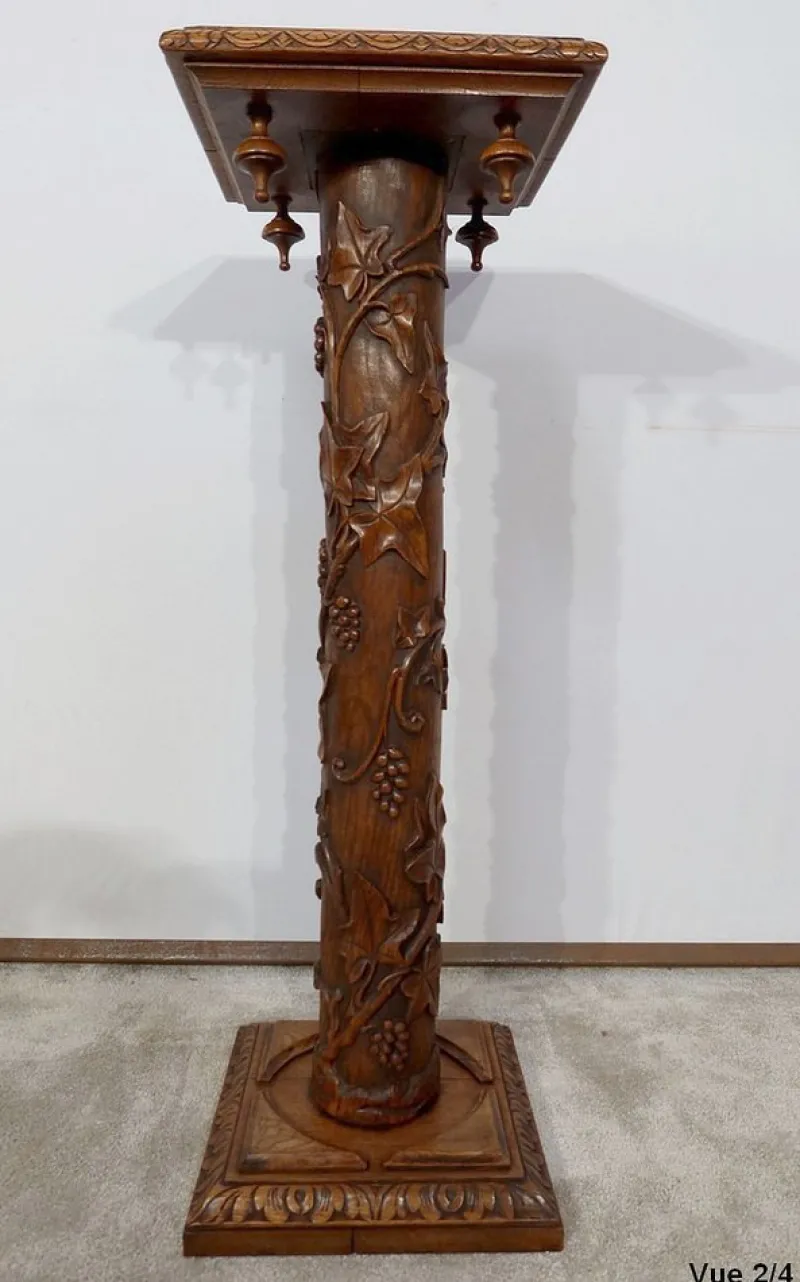 Discount Pamono Art Nouveau Oak Column, 1920s
