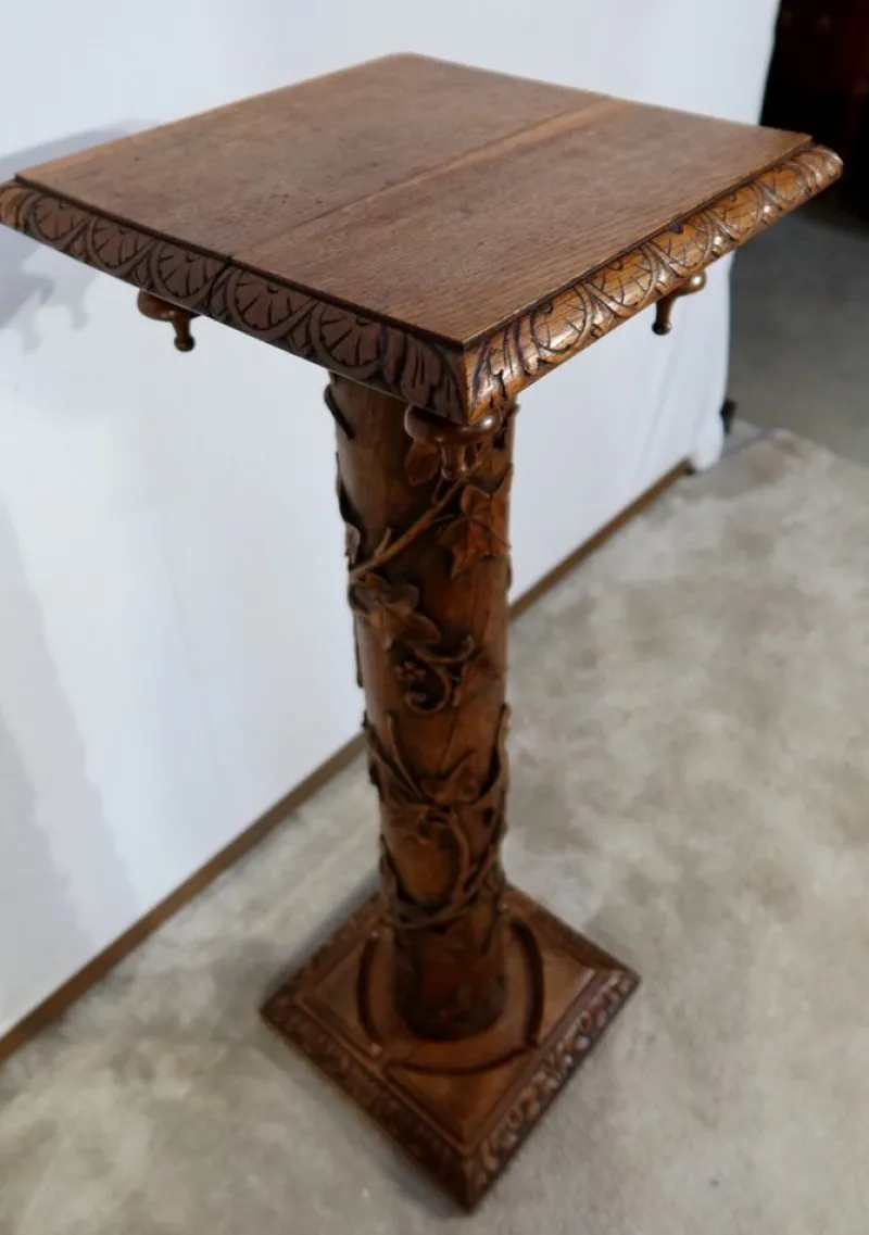Discount Pamono Art Nouveau Oak Column, 1920s