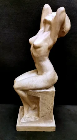 Pamono Art Nouveau Patinated Plaster of Paris Sculpture by Joseph Zomers, Belgium> Art Deco