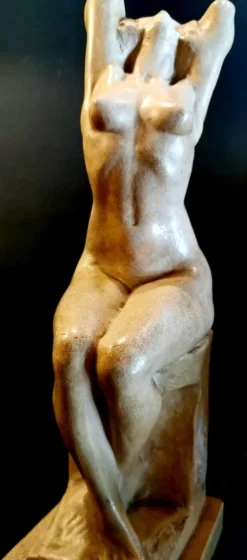 Pamono Art Nouveau Patinated Plaster of Paris Sculpture by Joseph Zomers, Belgium><noscript><img width=