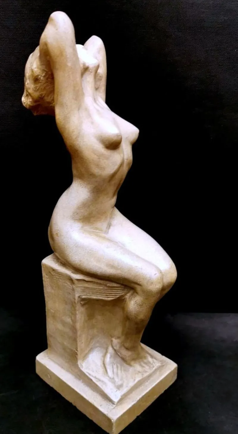 Pamono Art Nouveau Patinated Plaster of Paris Sculpture by Joseph Zomers, Belgium> Art Deco