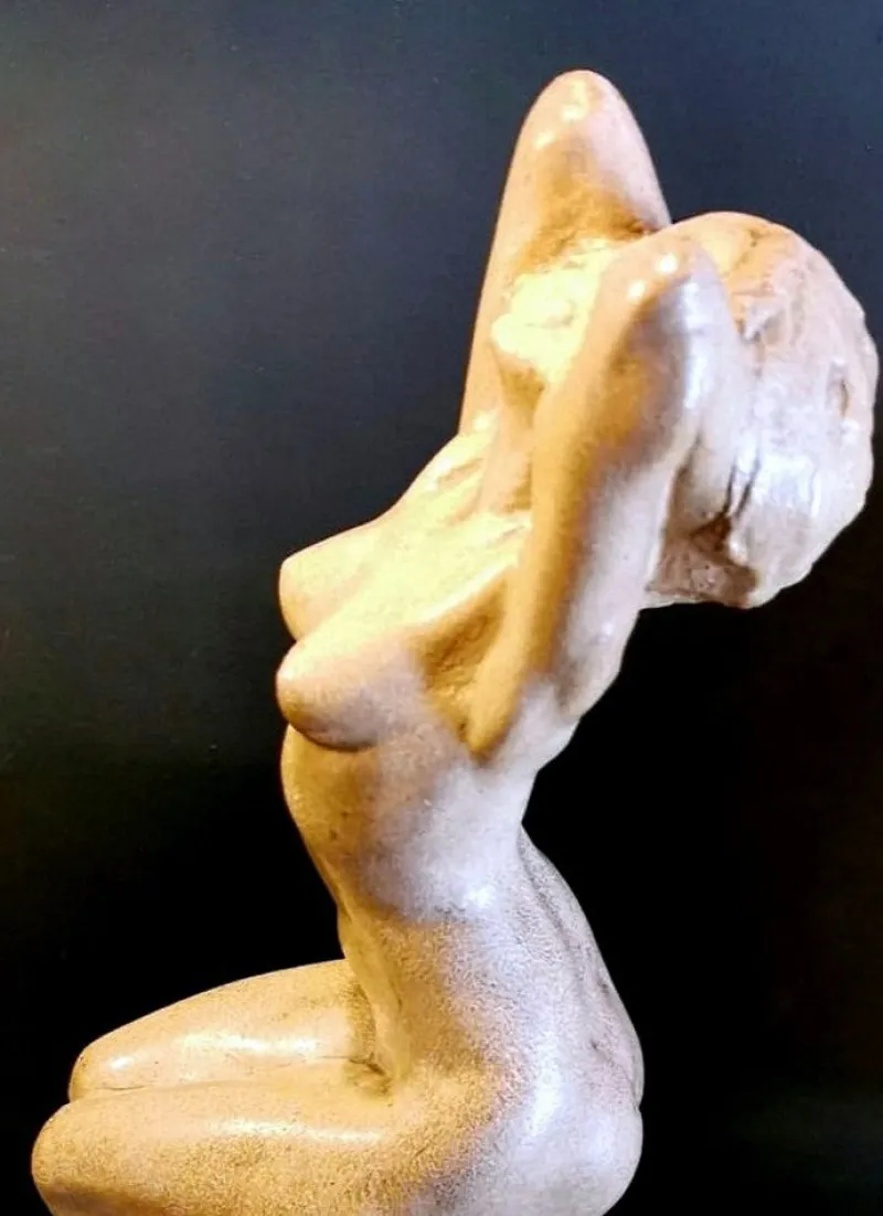 Pamono Art Nouveau Patinated Plaster of Paris Sculpture by Joseph Zomers, Belgium> Art Deco