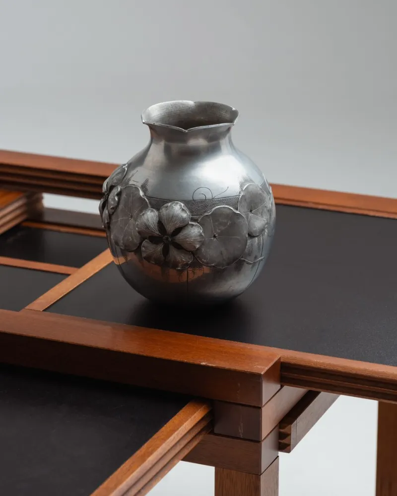 Sale Pamono Art Nouveau Pewter Vase from Houzeaux Chevalier, 1920s