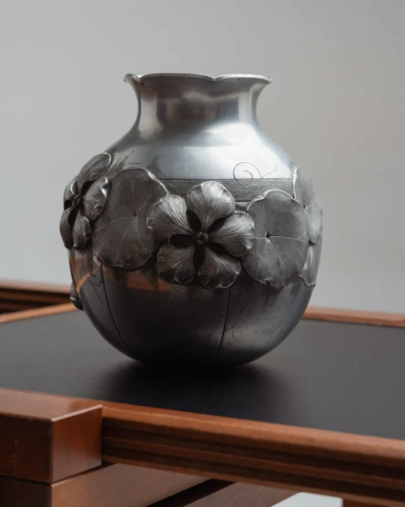 Sale Pamono Art Nouveau Pewter Vase from Houzeaux Chevalier, 1920s
