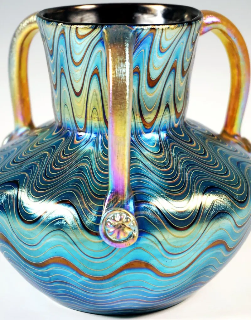 Online Pamono Art Nouveau Phenomenon Genre Ruby 6893 Vase with Handles from Loetz, 1900s