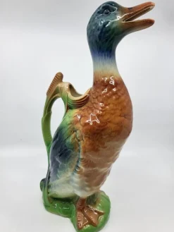 Discount Pamono Art Nouveau Polychrome Slip Earthenware Duck Pitcher from Saint Clément