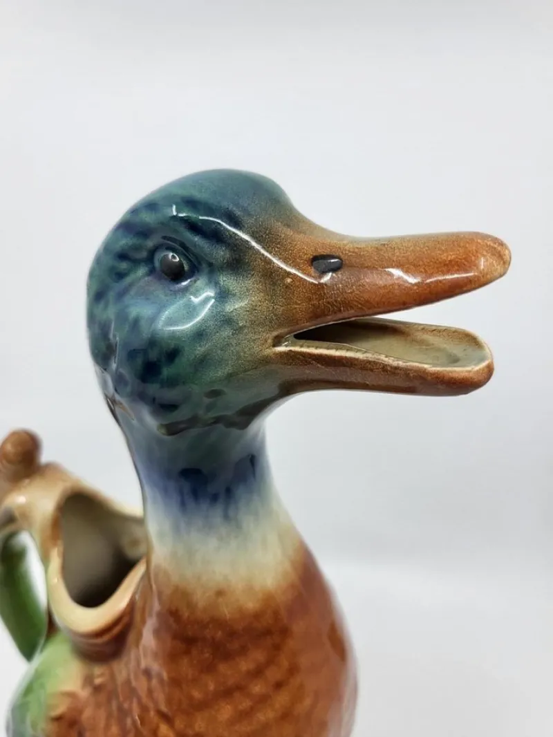 Discount Pamono Art Nouveau Polychrome Slip Earthenware Duck Pitcher from Saint Clément