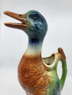 Discount Pamono Art Nouveau Polychrome Slip Earthenware Duck Pitcher from Saint Clément
