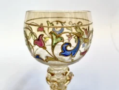 Pamono Art Nouveau Roman Style Wine Glasses with Hand-Painted Crystal Glass from Glashütte Theresienthal, Germany, 1920s, Set of 2><noscript><img width=