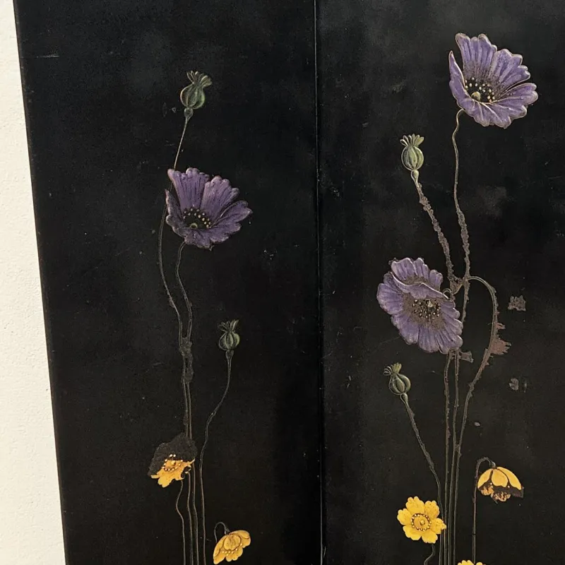 Pamono Art Nouveau Screen in Enameled Metal, 1890s