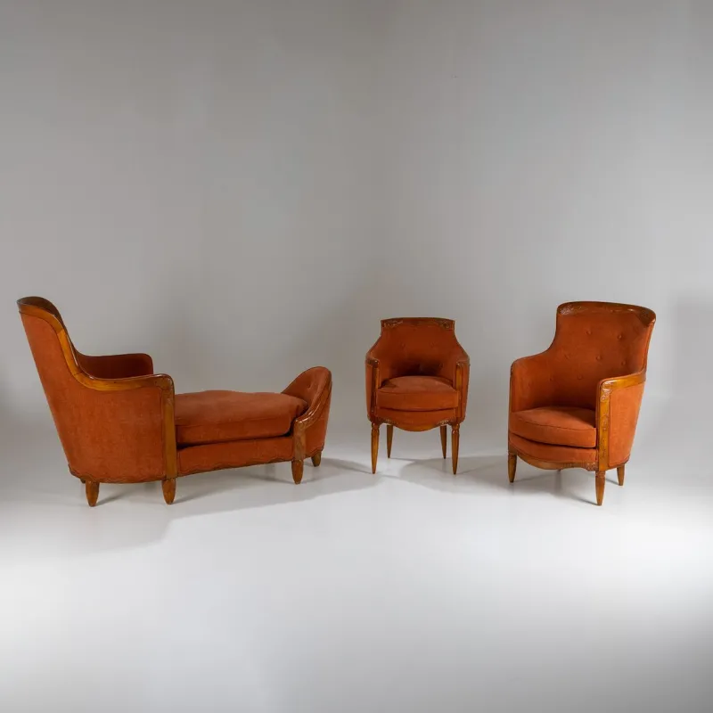 Pamono Art Nouveau Seating Ensemble, Germany, Early 20th Century, 1890s, Set of 3> Living Room Sets