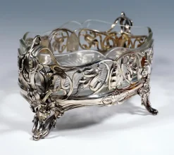 Pamono Art Nouveau Silver Jardiniere with Original Glass Liner Viennese Master, 1900s><noscript><img width=