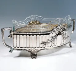 Pamono Art Nouveau Silver Jardinière in Navette Form from Koch & Bergfeld, Germany, 1900s><noscript><img width=