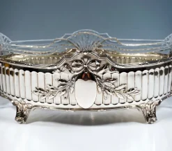 Pamono Art Nouveau Silver Jardinière in Navette Form from Koch & Bergfeld, Germany, 1900s><noscript><img width=