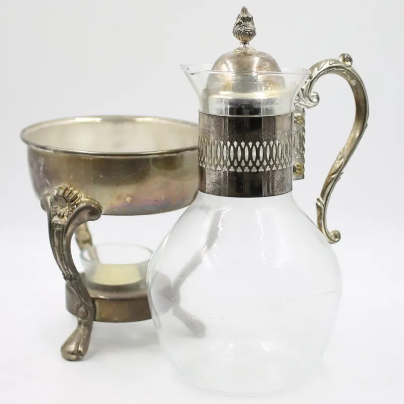 Sale Pamono Art Nouveau Silver-Plated Jug on a Warmer, 1890s