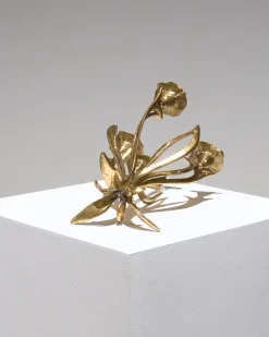 Pamono Art Nouveau Style Gilt Bronze Candlestick, 1960s