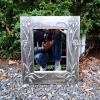 Online Pamono Art Nouveau Style Hand-Embossed Tin Wall Mirror, 1970s