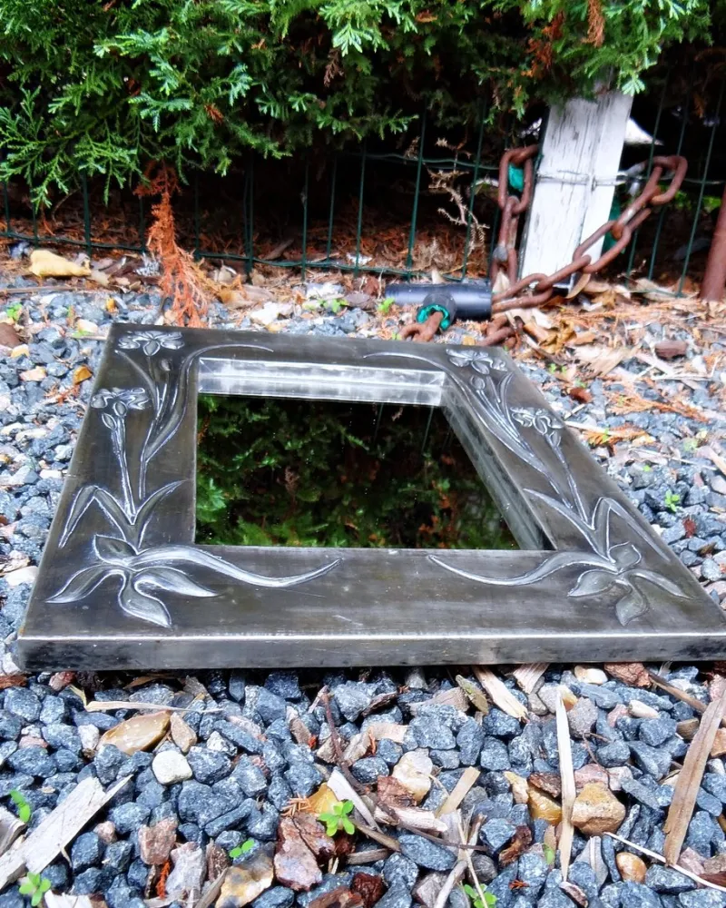Online Pamono Art Nouveau Style Hand-Embossed Tin Wall Mirror, 1970s