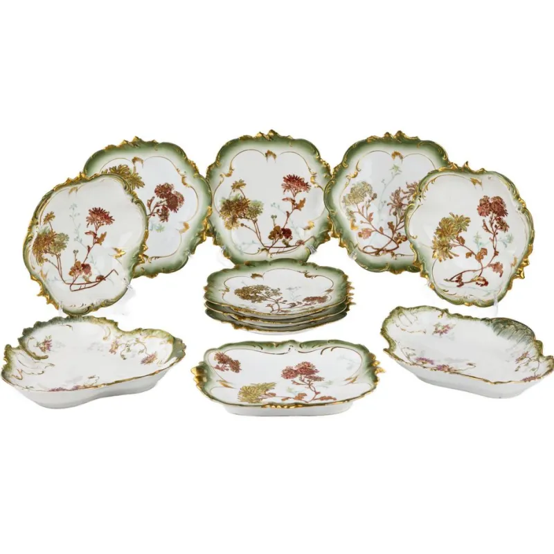 Hot Pamono Art Nouveau Style Porcelain Service, Limoges, 20th Century, Set of 11