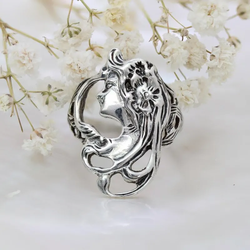Pamono Art Nouveau Style Silver Ring> Rings