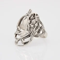 Pamono Art Nouveau Style Silver Ring><noscript><img width=