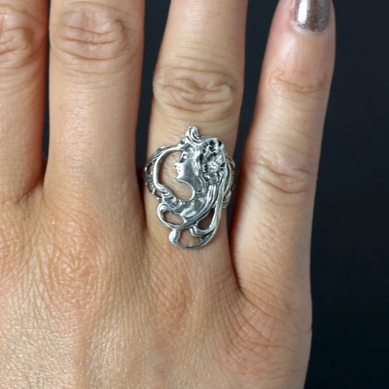 Pamono Art Nouveau Style Silver Ring> Rings
