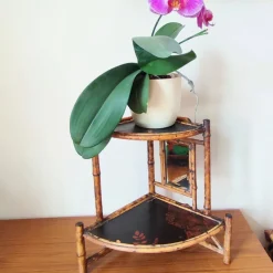 Pamono Art Nouveau Tiger Bamboo Corner Etagere with Mirror and Chinoiserie, 1890s><noscript><img width=