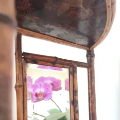 Pamono Art Nouveau Tiger Bamboo Corner Etagere with Mirror and Chinoiserie, 1890s><noscript><img width=